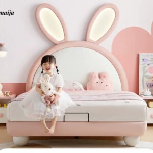 LINSYKIDS Bunny Ears Children's Bed with Lights