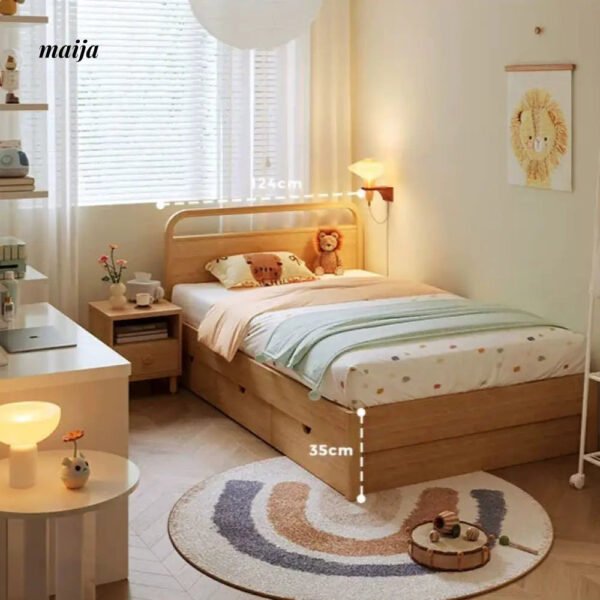 LINSYKIDS Solid Wood High Platform Box Bed with Storage - Image 8