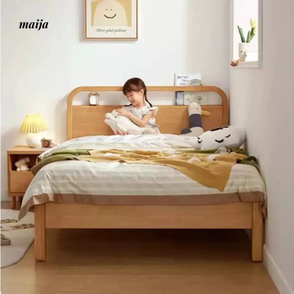 LINSYKIDS Solid Wood High Platform Box Bed with Storage - Image 2
